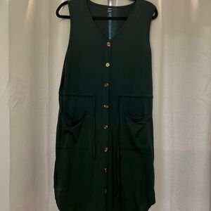 SHEIN Dark Green Button-Up Midi Dress